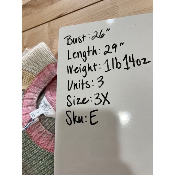 Market & Spruce Striped Button Detail Sweater Pink Blue Multicolor Size 3X NWT - Picture 10 of 10